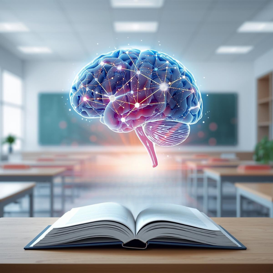 A conceptual image of a brain with neural networks.